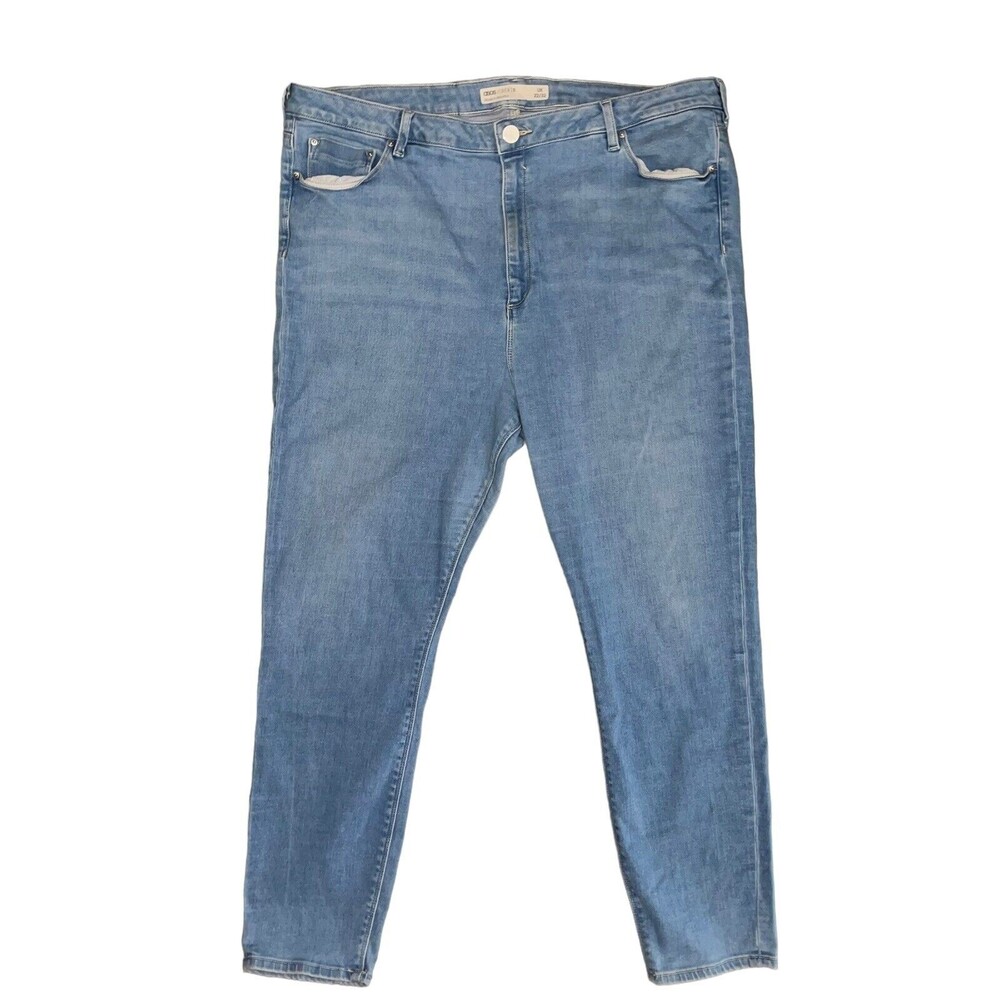 Asos Denim High Rise Jeans Plus Size 22 Light Blue Wash Straight Leg Stretch
